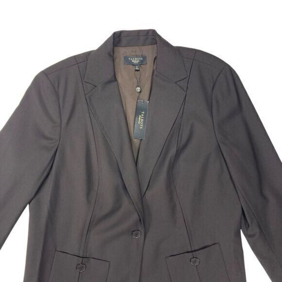 Talbots Wool Blazer Women 16W Brown Single Breasted Career Business Casual New - Picture 2 of 16